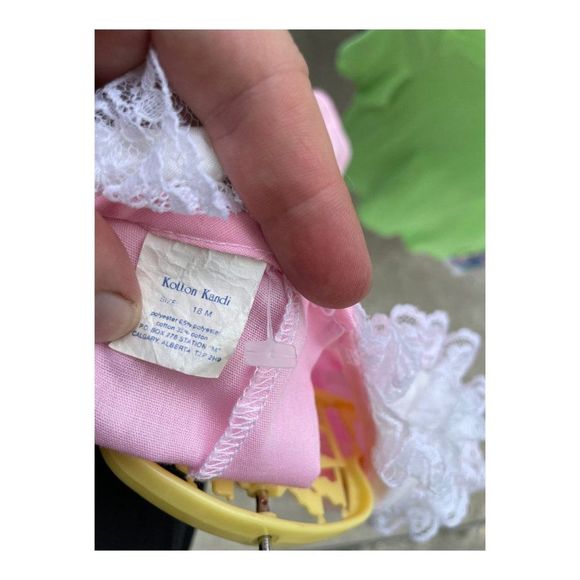 Vintage 80s Kotton Candy Pink White Party Ruffle Full Circle Dress Sz 18 Months - Picture 7 of 9